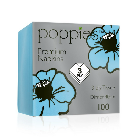 Napkin 3Ply 40cm 8Fold Baby Blue Pack of 100