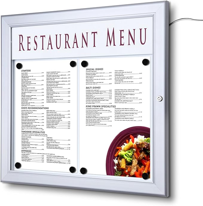 2xA4 (A3) Landscape Illuminated Outdoor Menu Case