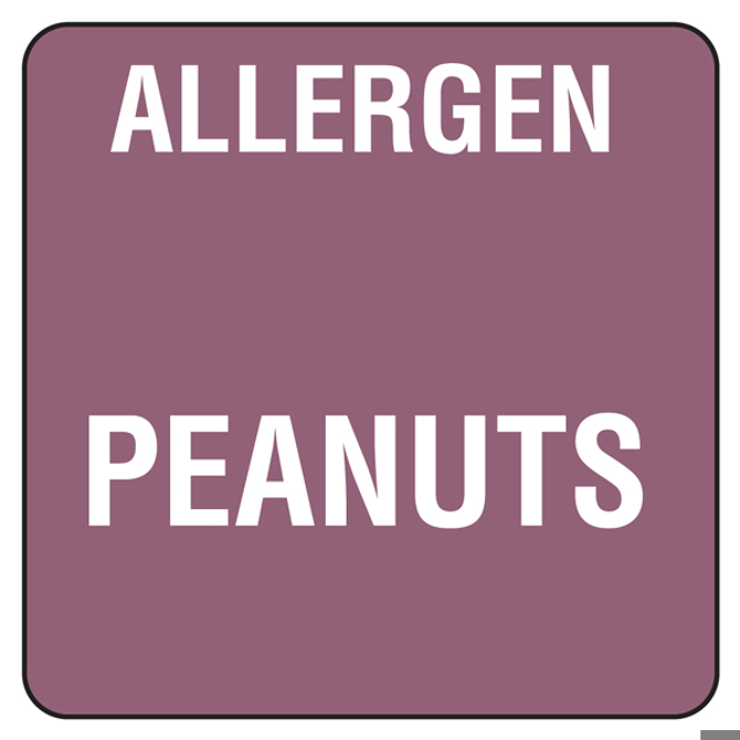 Food Allergen Labels Peanuts Roll of 500 - Dimensions 55 mm x 55 mm x 30 mm