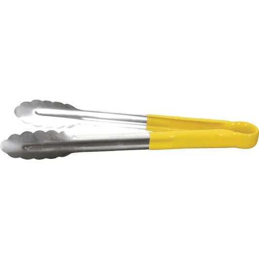 Hygiplas Colour Coded Yellow Serving Tongs 300mm. For use with cooked meat