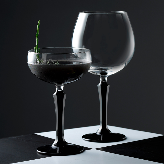 Speakeasy Cocktail Coupes Black Stem 8.25oz / 235ml Box of 4