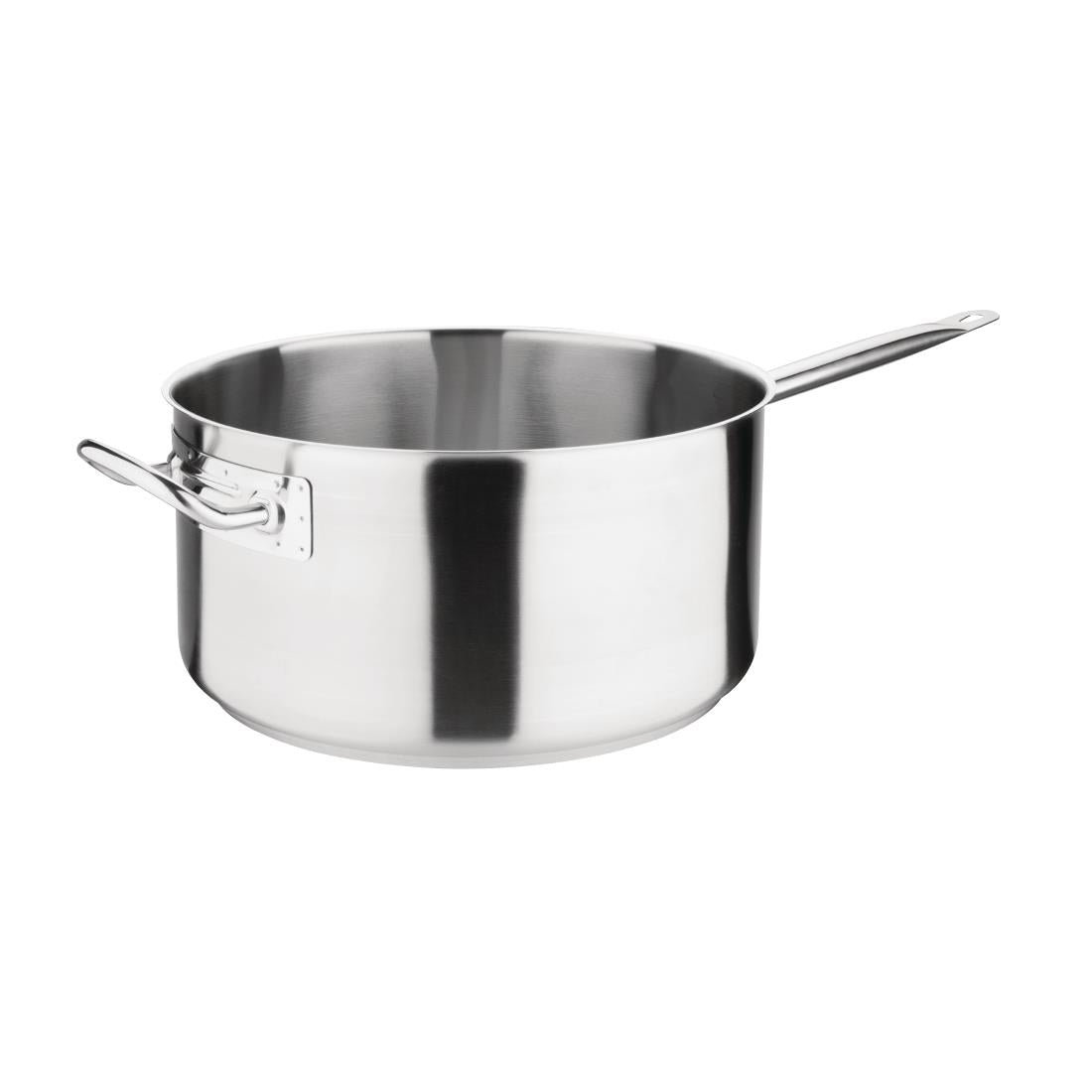 Vogue Stainless Steel Saucepan 32cm - Size:32cm. Capacity: 8Ltr. Material: Stainless steel. Induction compatible. Compatible with lid: M952.
