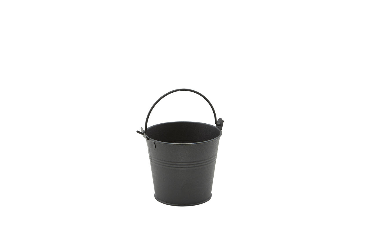 Galvanised Steel Serving Bucket 10cm Dia Matt Black 12 Pack