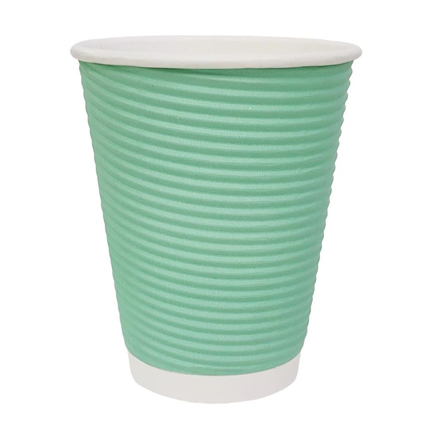Fiesta Recyclable Coffee Cups Ripple Wall Turquoise 340ml / 12oz (500 Pack) (Lid CW718)