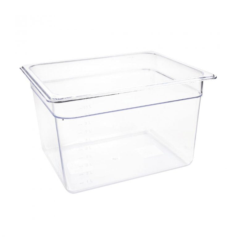 Vogue Polycarbonate 1/2 Gastronorm Container 200mm Clear