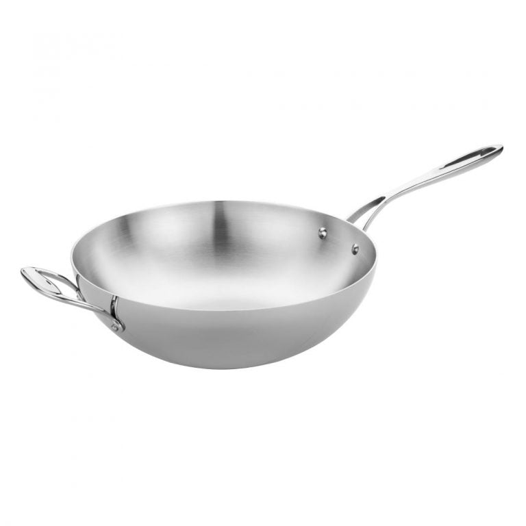 Vogue Tri Wall Wok Flat Base 305mm