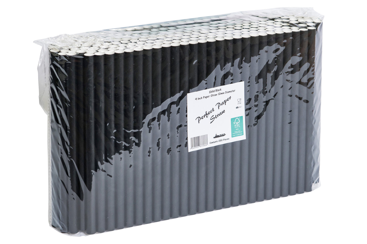 Black Paper Smoothie Straws 9″ 8mm Bore Pack of 250