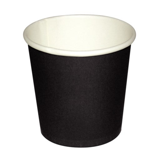 Fiesta Recyclable Espresso Cups Single Wall Black 114ml 4oz & Fiesta Compostable Espresso Cup Lids 114ml / 4oz (50 Pack)