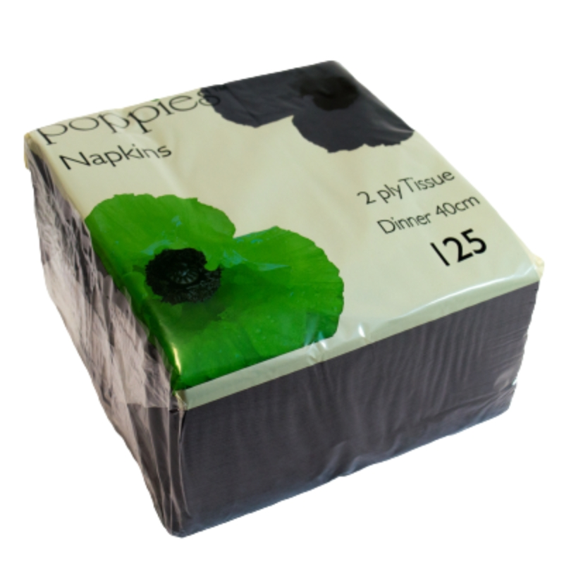 Dinner Napkin 2Ply 40cm 8Fold Black Pack of 2000