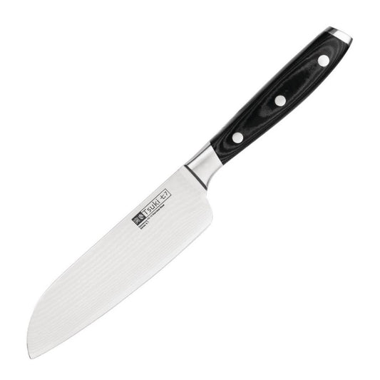 Vogue Tsuki Series 7 Santoku Knife Black 14.3cm - Blade Length: 5". Weight: 130g