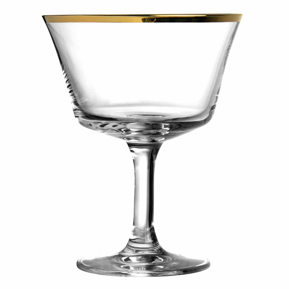 Urban Bar Retro Gold Rim Fizz Cocktail Glasses 7oz / 200ml x Box of 24 *Handwash only