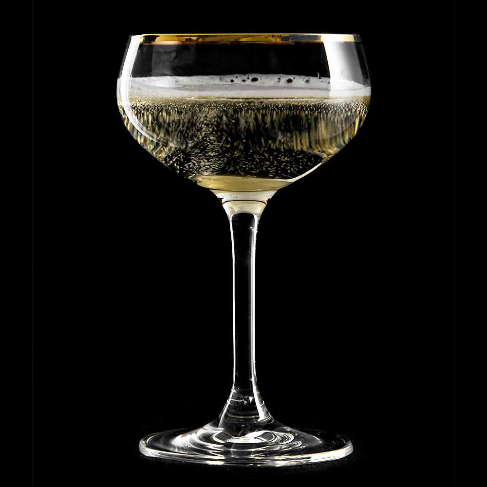 Urban Bar Retro Gold Rim Coupe Glasses 7.4oz / 210ml Box of 24 * Handwash Only