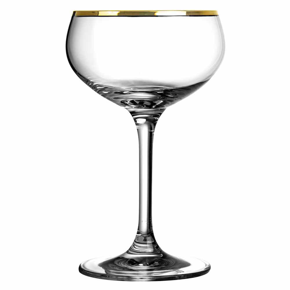 Urban Bar Retro Gold Rim Coupe Glasses 7.4oz / 210ml Box of 24 * Handwash Only