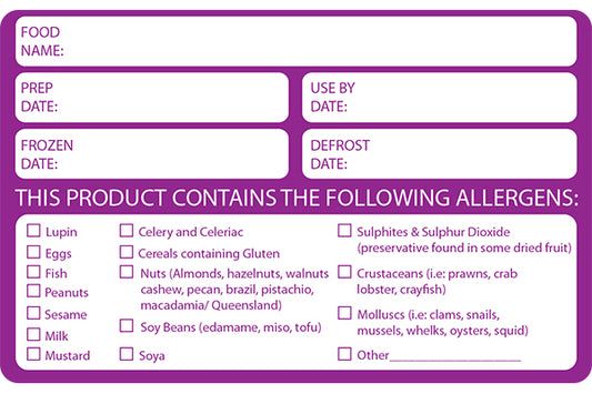 Allergen Date Info Label - 60 x 95mm