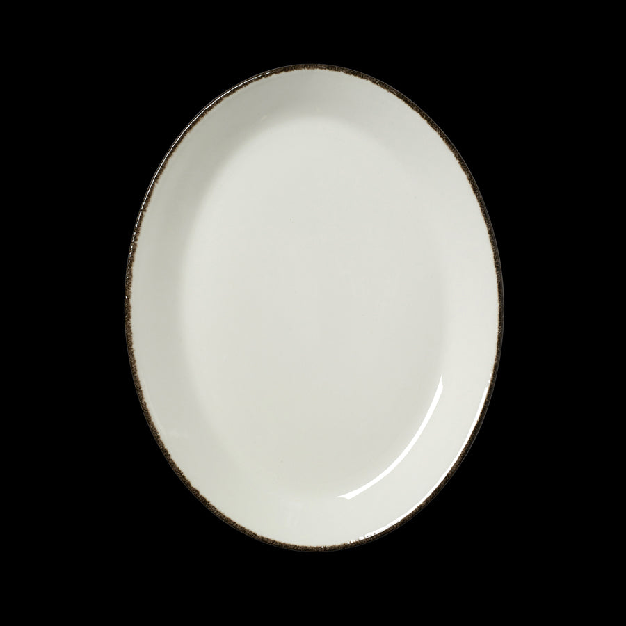 CHARCOAL DAPPLE OVAL PLATE COUPE 11" x12