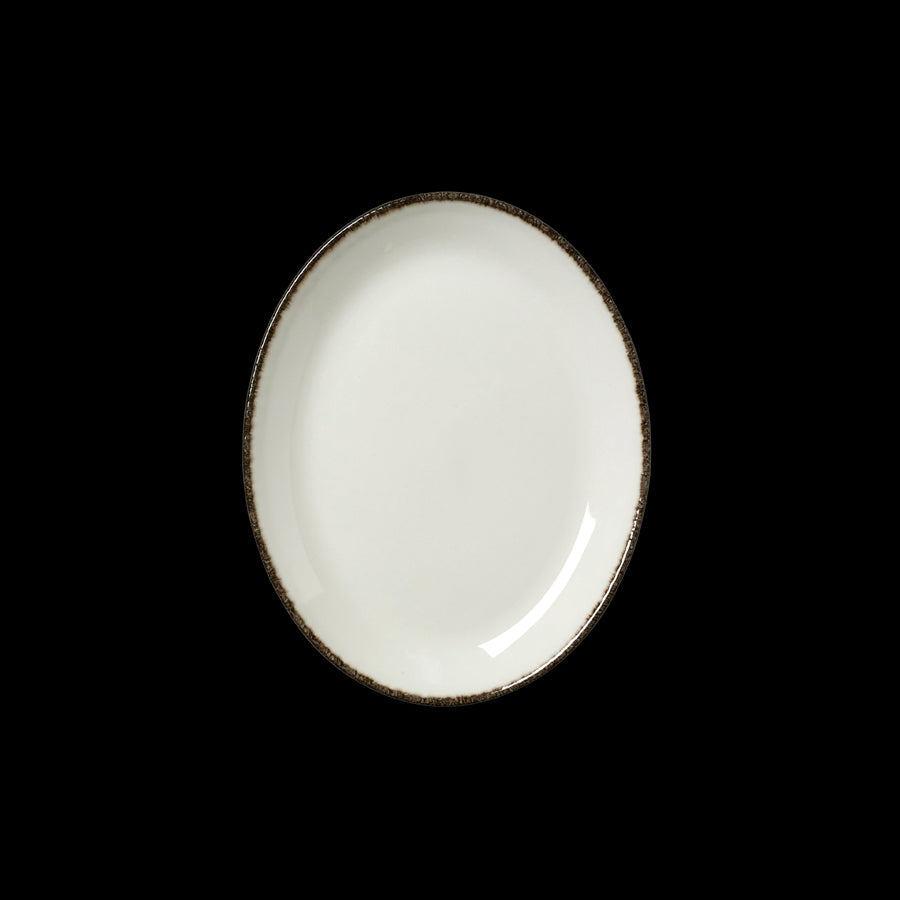CHARCOAL DAPPLE OVAL PLATE COUPE 8" x24
