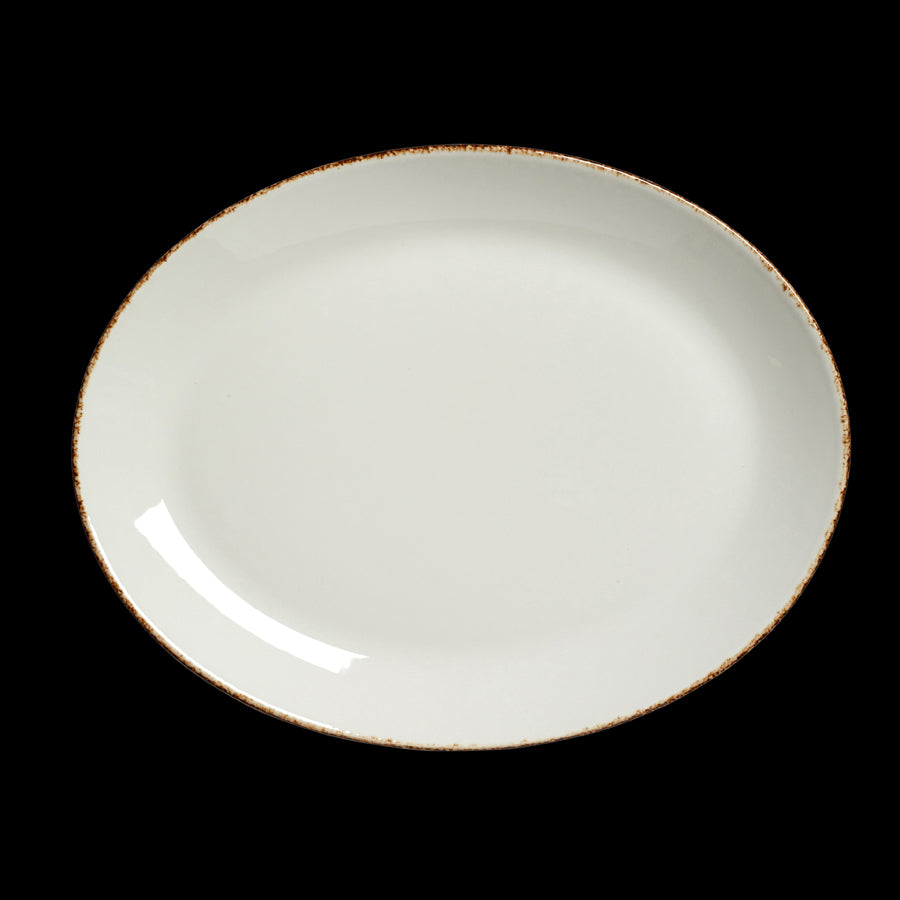 BROWN DAPPLE OVAL PLATE COUPE 12" x12