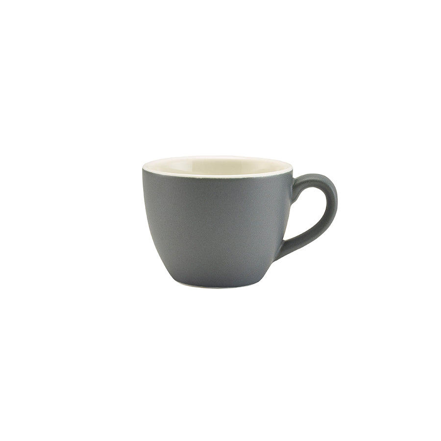 GREY PORCELAIN BOWL SHAPED CUP 9CL/3OZ x6