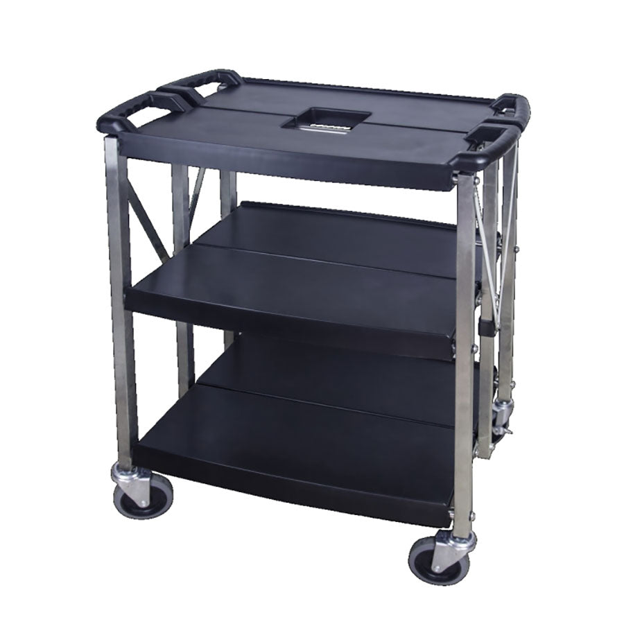 GENWARE SML 3TIER FOLDABLE TROLLEY BLKNR
