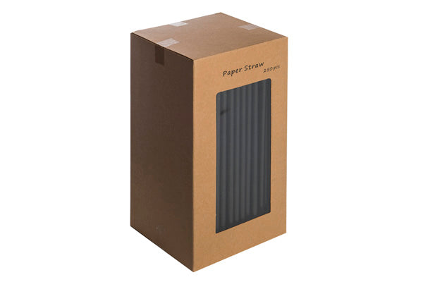Paper Straw 8" Black Pack of 250