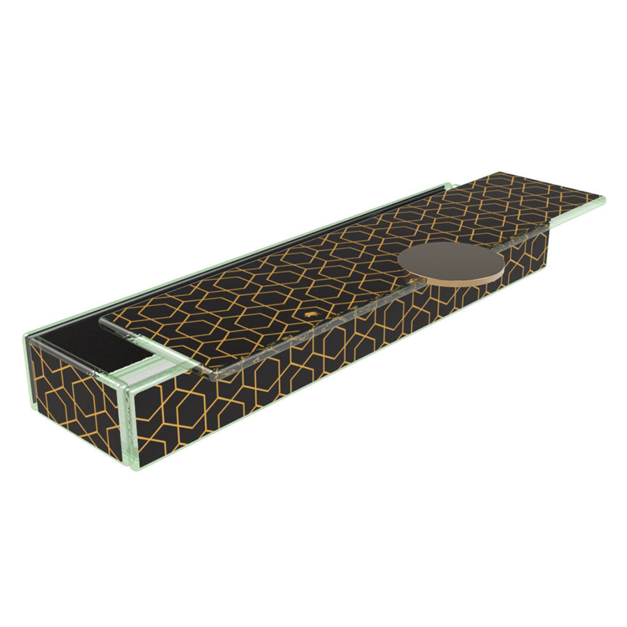 GLASS STUDIO BLK/GLD BOX W/LID 28X7X4CM x8