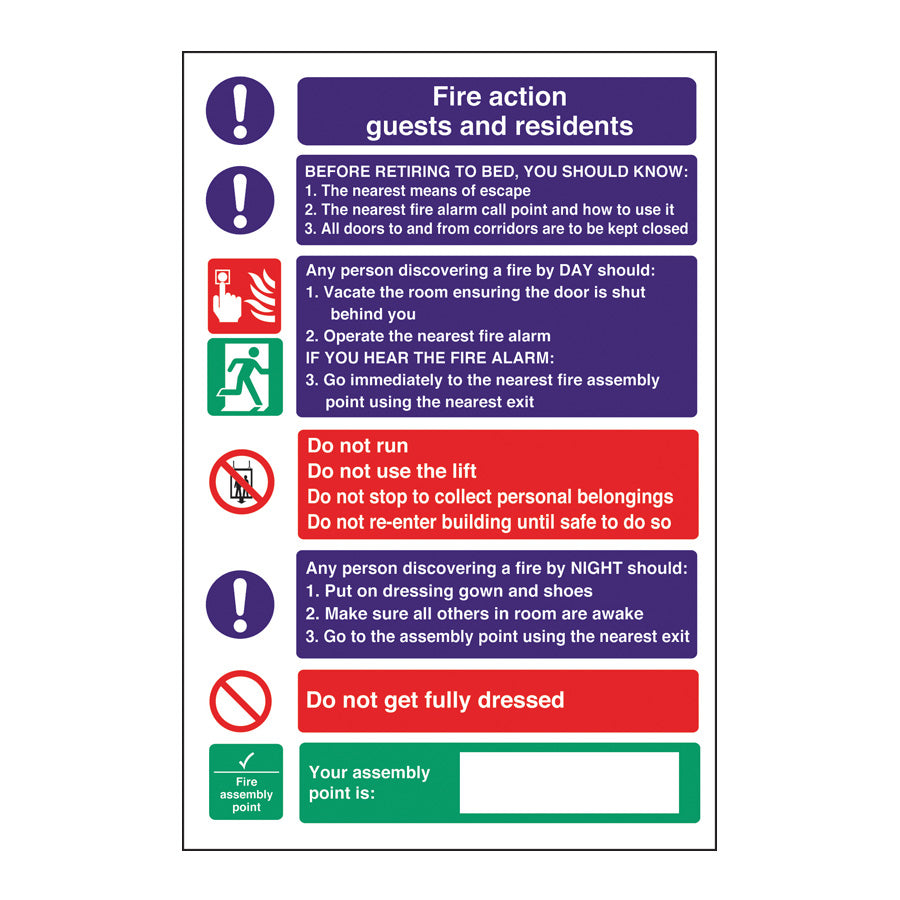 FIRE ACTION GUEST SIGN 200 X 300MM