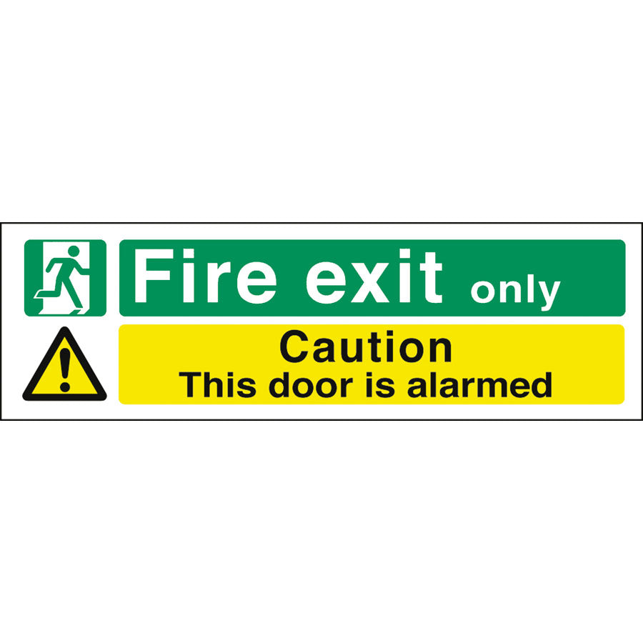 FIRE EXIT/DOOR ALARMED SIGN 45x15CM
