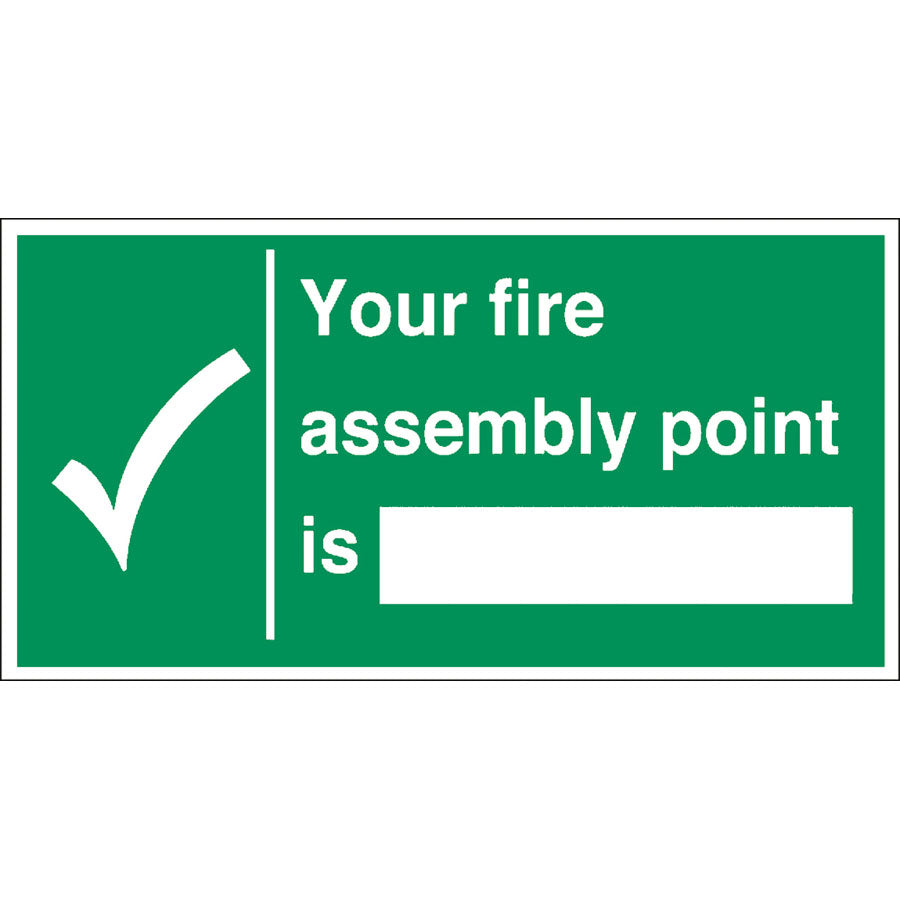 FIRE ASSEMBLY POINT SIGN 30x15CM GREEN