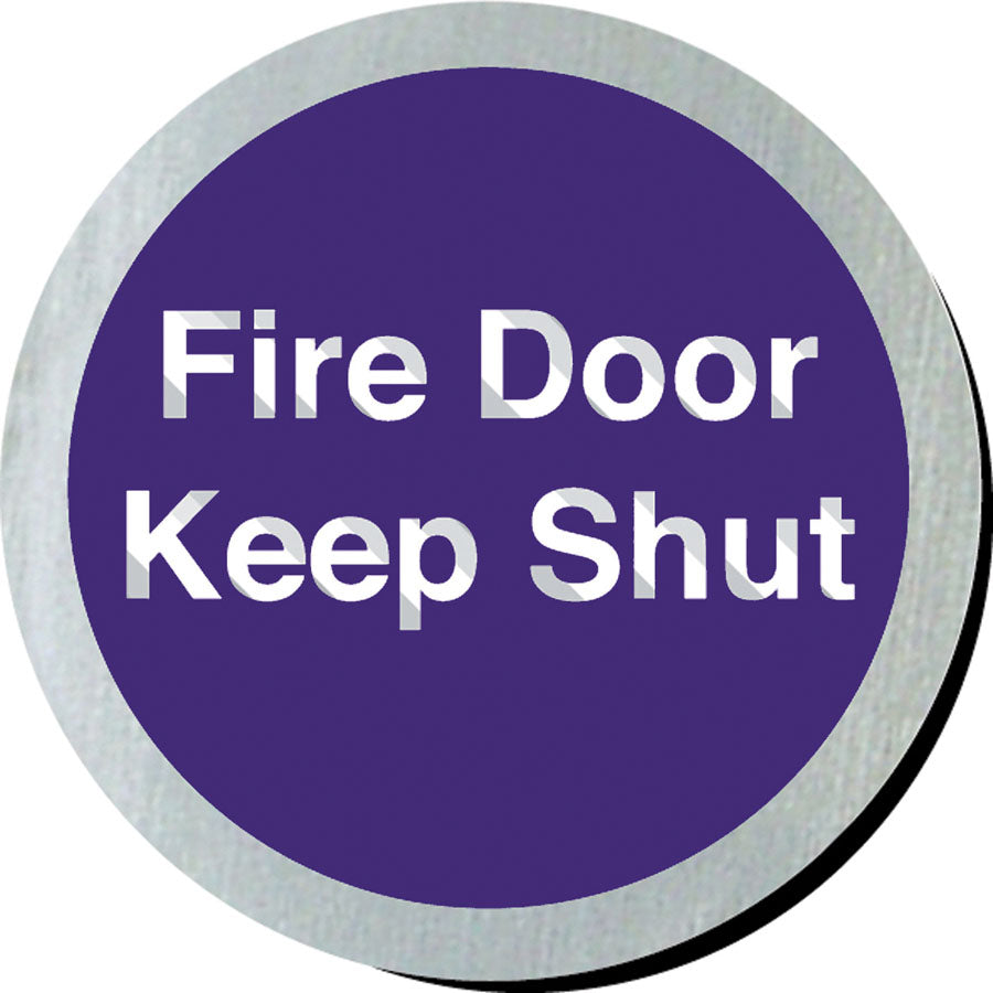 FIRE DOOR SIGN (DISC) 7.5CM DIA BLUE