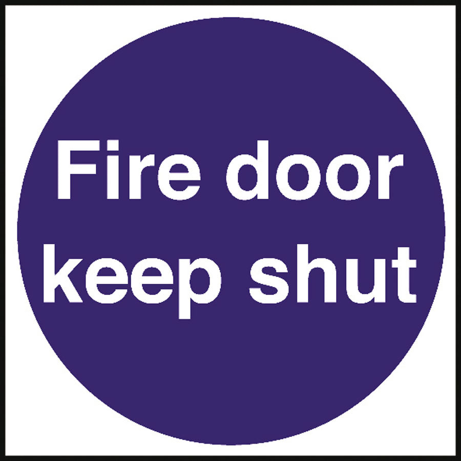 FIRE DOOR SIGN 10x10CM DIA BLUE