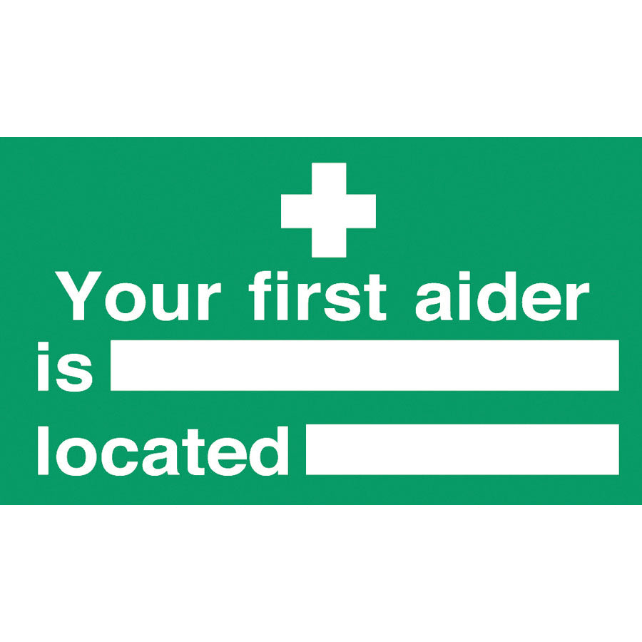 FIRST AIDER LOCATION SIGN30x15CM GREEN