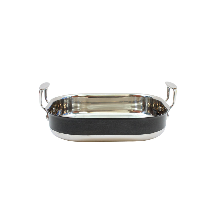 3.5QT. TRI-PLY ROAST PAN,RECT.S/S,BLK NR