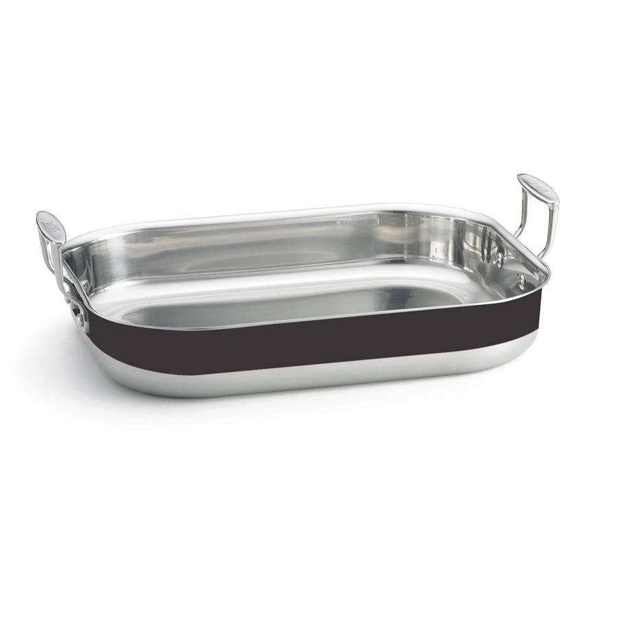 6QT. TRI-PLY ROAST PAN,RECT.S/S,BLK NR