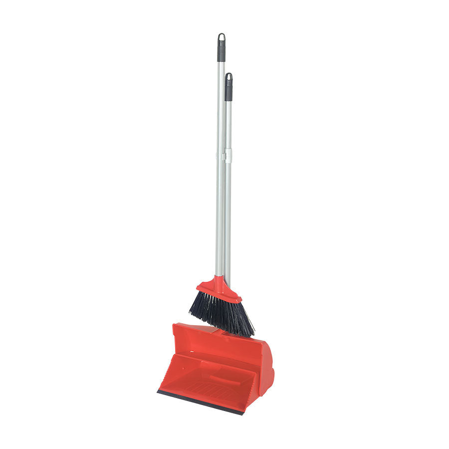 LOBBY DUSTPAN AND BRUSH PLASTIC RED