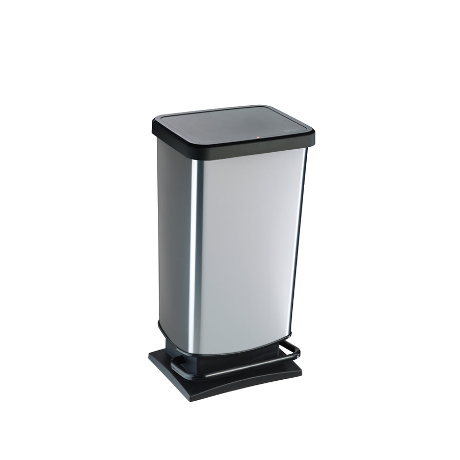 PASO PEDAL BIN SILVER/BLACK 40LTR