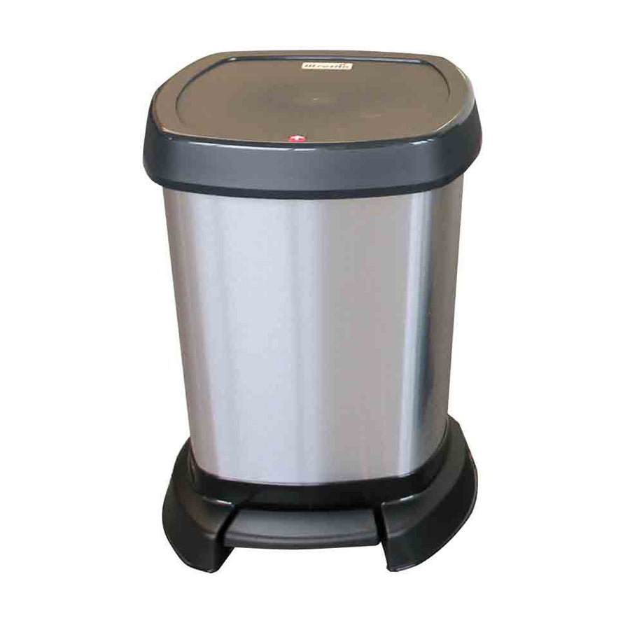 PASO PLASTIC PEDAL BIN 5LTR SIL/BLK