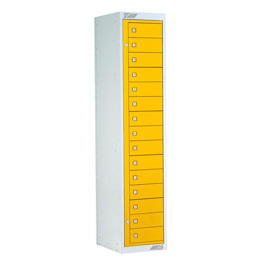 GARMENT DISPENSE LOCKER 15 DOOR GRY/YLLW