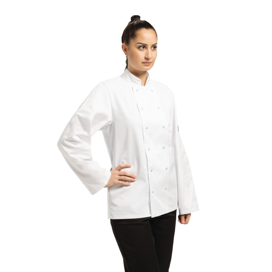 Vegas Chefs Jacket Long Sleeve White Polycotton - Size S