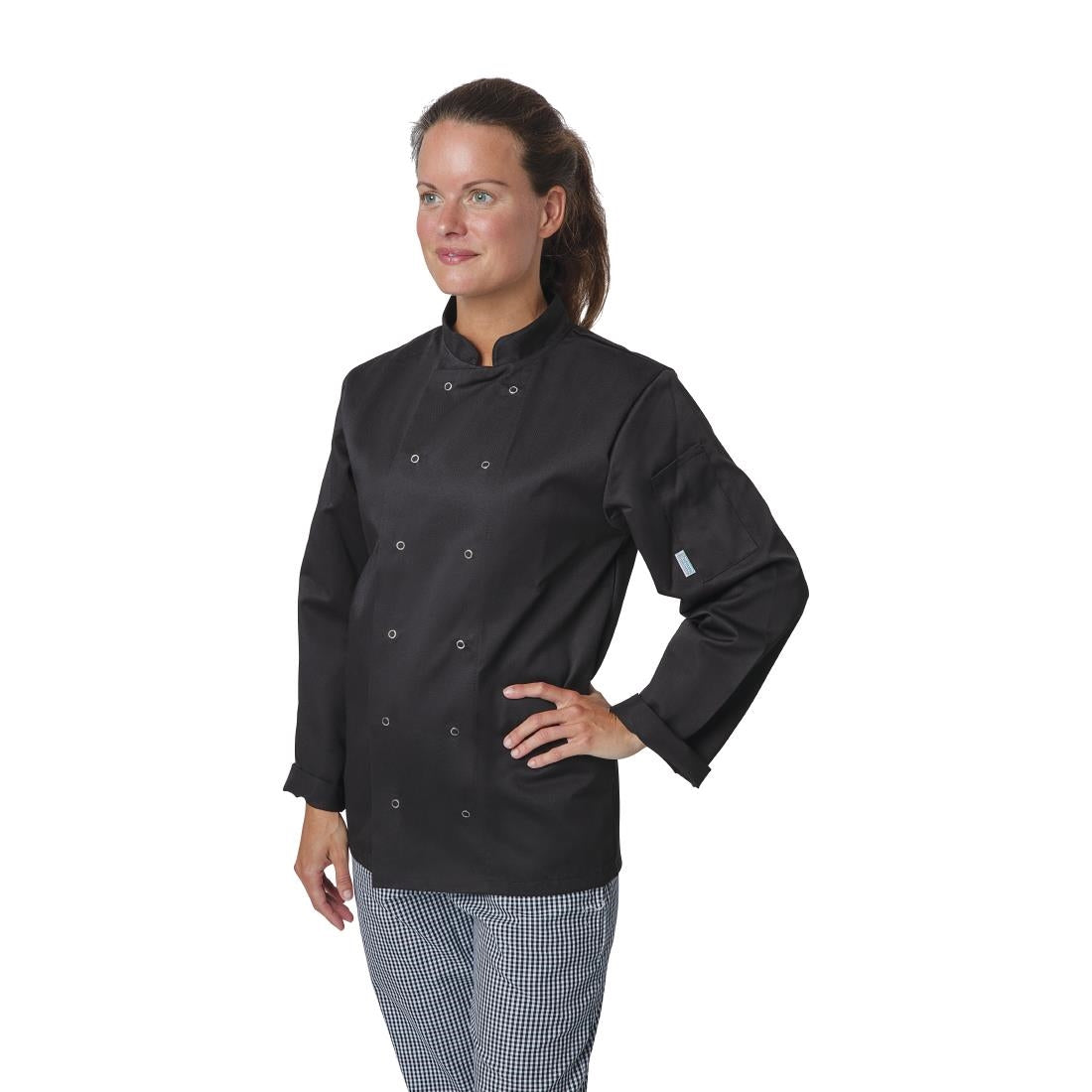 Vegas Chefs Jacket Long Sleeve Black Polycotton - Size XL