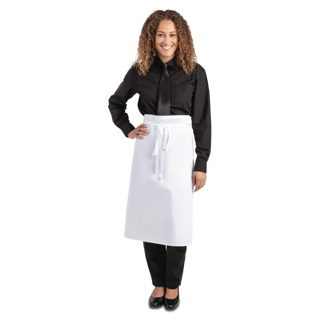 Regular Waist Apron White Polycotton - 36x30" Long