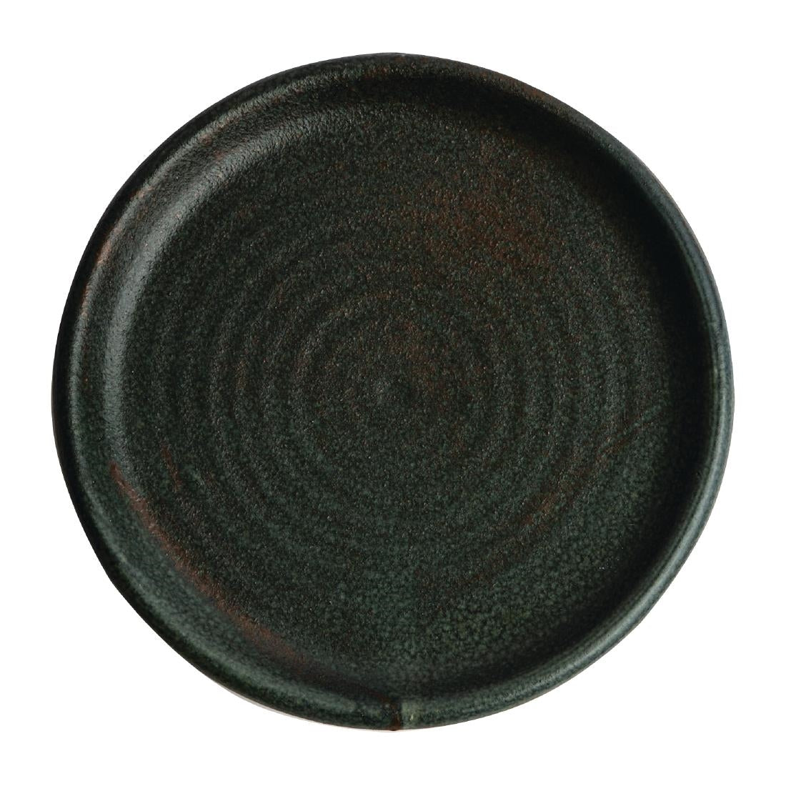 Olympia Canvas Sml Rm Rnd Plate Soft Rings Glazd Edge Green Verdigris180mm(Box6)