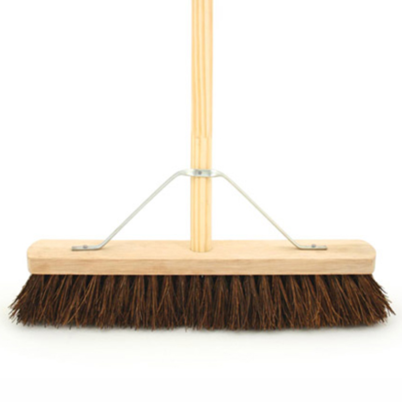Wooden Broom Head and Handle Complete 18" Bassine