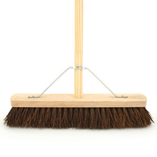 Wooden Broom Head and Handle Complete 18" Bassine