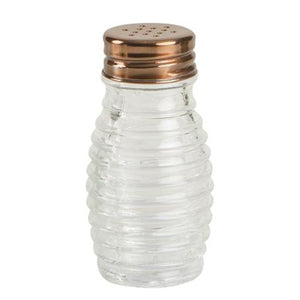 Beehive Glass Salt and Pepper Shakers with Copper Finish Lid Box of 2