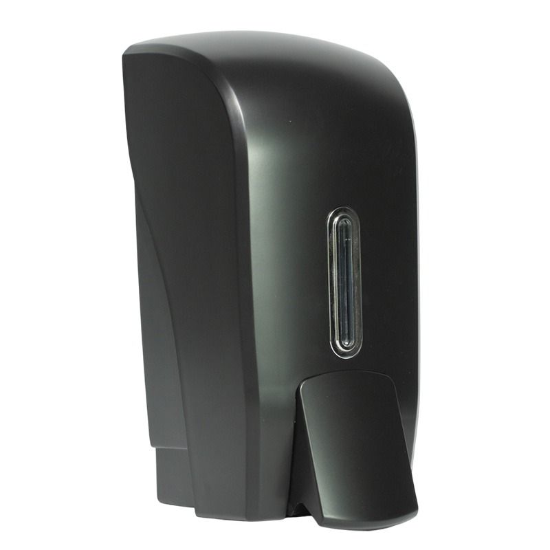 Halo Black Liquid Soap Dispenser 1 Litre with Silver Insert - D L 10.5cm W 12cm H 24cm