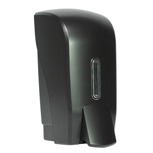 Halo Black Liquid Soap Dispenser 1 Litre with Silver Insert - D L 10.5cm W 12cm H 24cm