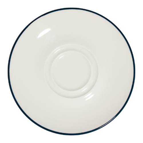 Modest Navy Double Well Saucer 16cm / 6.25" Box of 6