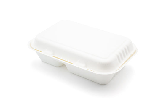 Bagasse Lunch Box 2 Compartment 9.8 x 6" Case of 250
