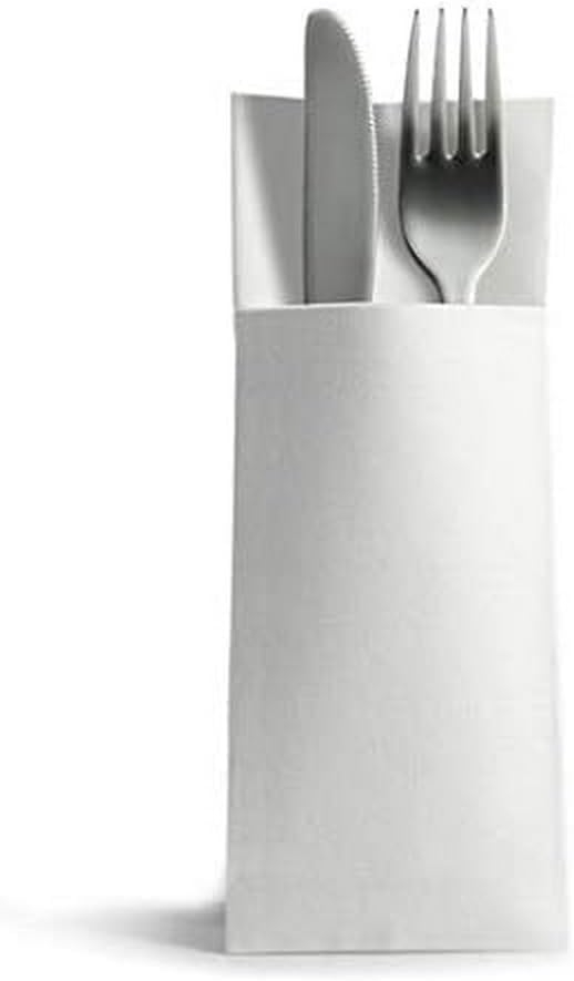 BulkySoft® Airlaid Dinner Napkin 40cm White Cutlery Pocket 1/8 Pack of 500