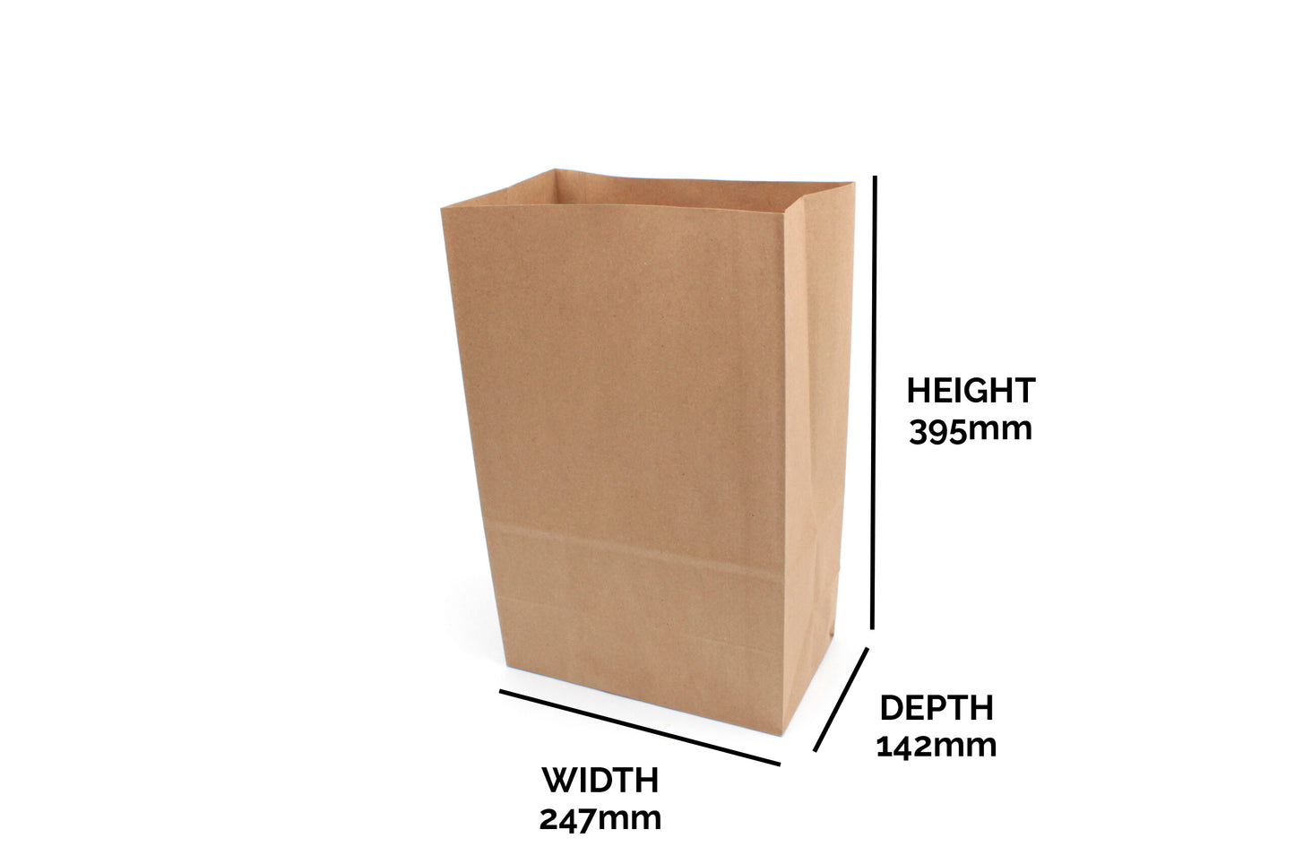 Kraft Grab Bag Large 25 x 14 x 40 cm Pack of 125